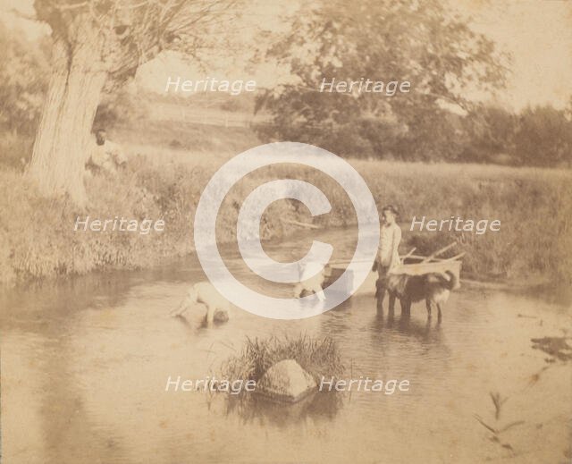 [Three Children and a Dog Playing in the Creek, July 4, 1883], 1883., 1883. Creator: Thomas Eakins.