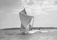 Setting spinnaker on the 8 Metre sailing yacht 'Spero', 1911. Creator: Kirk & Sons of Cowes.