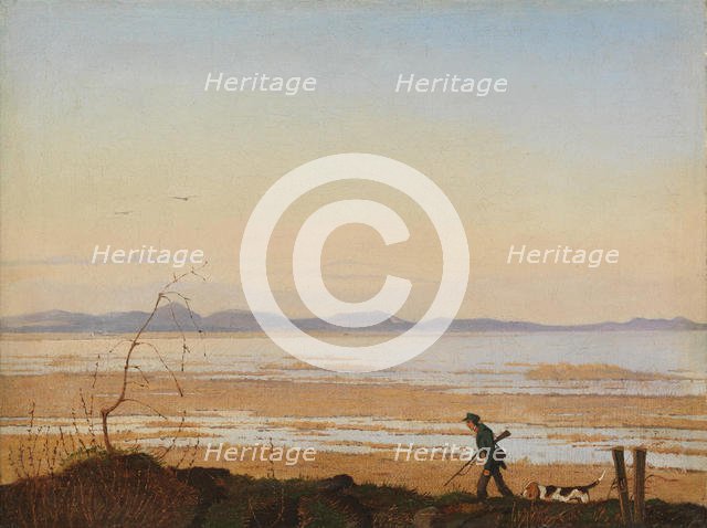 An Evening beside Lake Arresø, ca. 1837. Creator: Johan Thomas Lundbye.