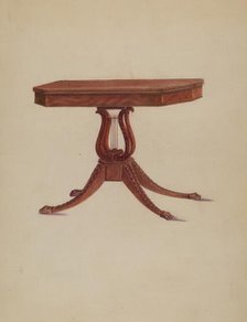 Table (Lyre Pedestal), c. 1939. Creator: Unknown.