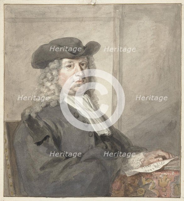 Portrait of a man with a hat and a grey wig, to the right, 1720-1792. Creator: Aert Schouman.