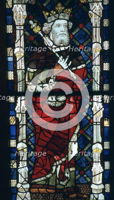 Stained glass image of King Canute, 11th century. Artist: Unknown