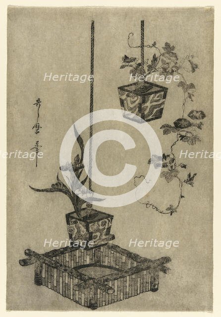Arrangements of Irises and Morning Glories, Japan, About 1785. Creator: Kitagawa Utamaro.
