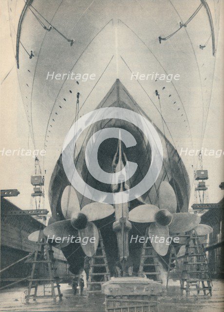 'The Thrust of the Modern Liner's Mighty Engines', 1936. Artist: Unknown.
