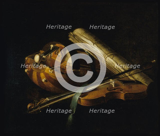 Still life with musical instruments, 1756. Creator: Jeaurat de Bertry, Nicolas Henri (1728-1796).