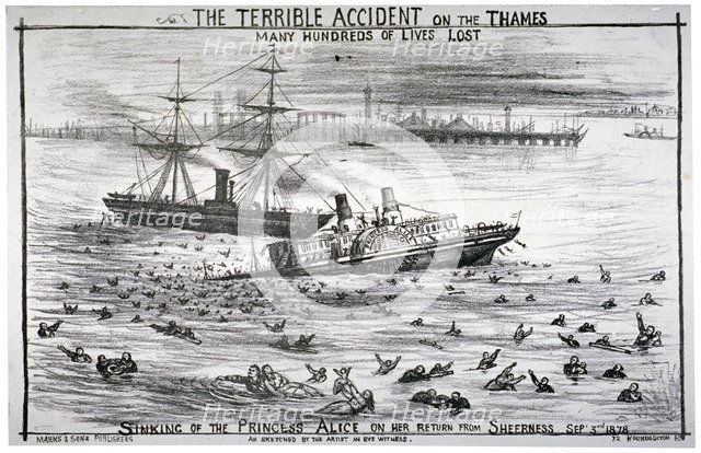 Sinking of the 'Princess Alice' on the River Thames, 1878. Artist: Anon