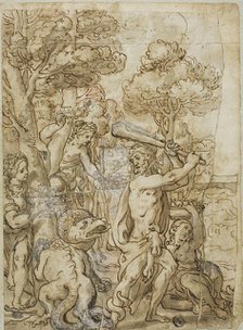 Hercules Slaying the Serpent Ladon in the Garden of the Hesperides, n.d. Creator: Andrea Lilio.