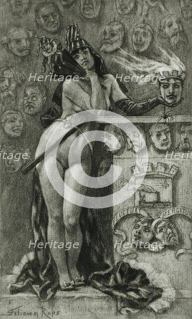 Masques Parisiens, 1889. Creator: Félicien Rops.