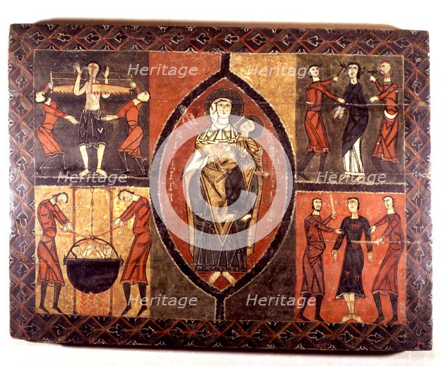 Front with the Virgin in the center of the altar in the church of Sant Quirze of Durro, in the Bo…