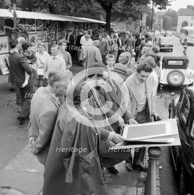 Open-air art exhibition, Hampstead Heath, London, 1957-1962. Artist: John Gay