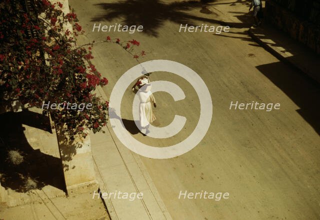 Street scene, Christiansted, St. Croix, Virgin Islands?, 1941. Creator: Jack Delano.