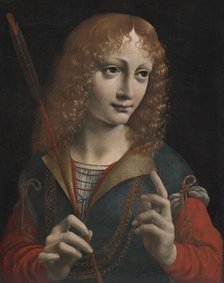 Portrait of a Youth as Saint Sebastian, late 1480s. Creator: Marco d'Oggiono (Italian, 1460-1524), attributed to.