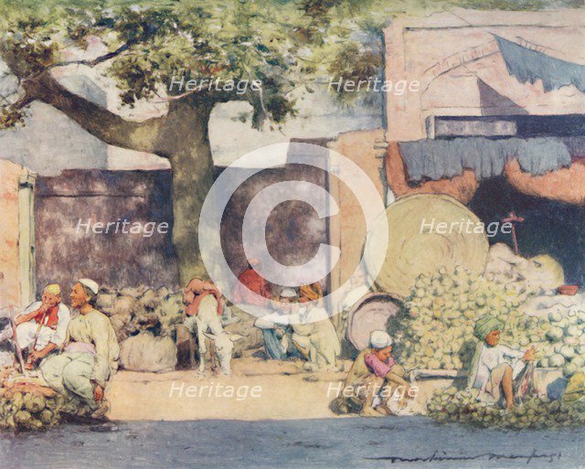 'Fruit Stalls at Delhi', 1905. Artist: Mortimer Luddington Menpes.