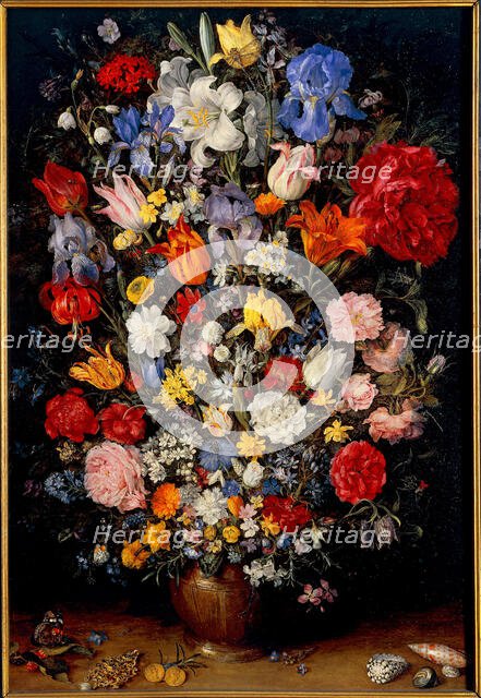 Bouquet with jewels, coins and shells, 1606. Creator: Brueghel, Jan, the Younger (1601-1678).