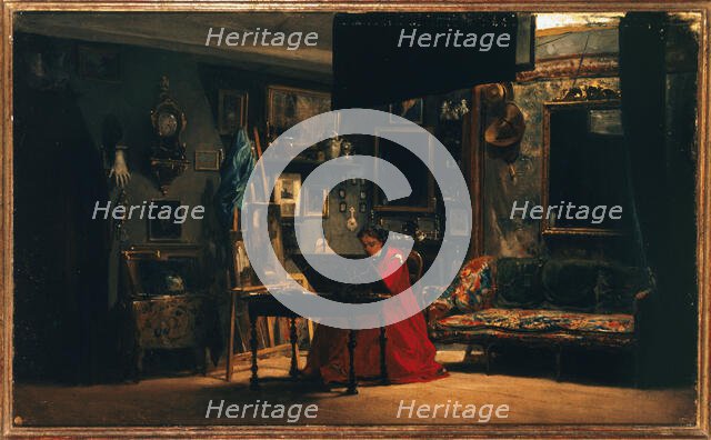 Princess Mathilde (1820-1904) in her studio, rue de Courcelles, c1860. Creator: Charles Giraud.