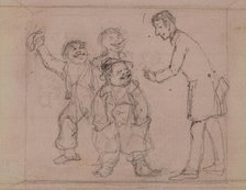 Man and Three Boys, c1820-1865. Creator: David Claypoole Johnston.