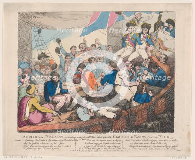 Admiral Nelson Recreating with his Brave Tars after the Glorious Battle of the..., October 20, 1798. Creator: Thomas Rowlandson.