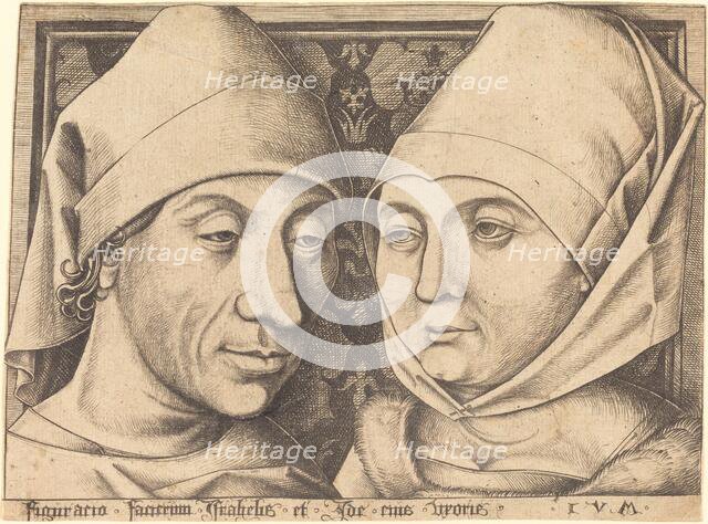 Double Portrait of Israhel van Meckenem and His Wife Ida, c. 1490. Creator: Israhel van Meckenem.