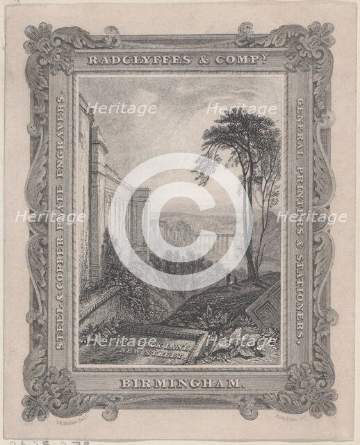 Trade Card for Radclyffe & Co., Steel & Copper Plate Engravers, 19th century. Creator: Anon.