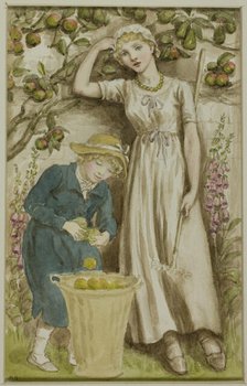 Girl and Boy Picking Apples, n.d. Creator: Catherine Greenaway.