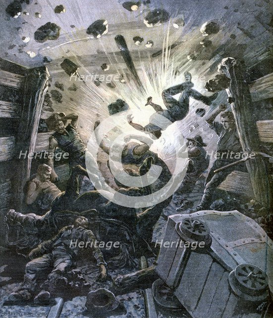 A firedamp explosion, France, 1892. Creator: F Meaulle.