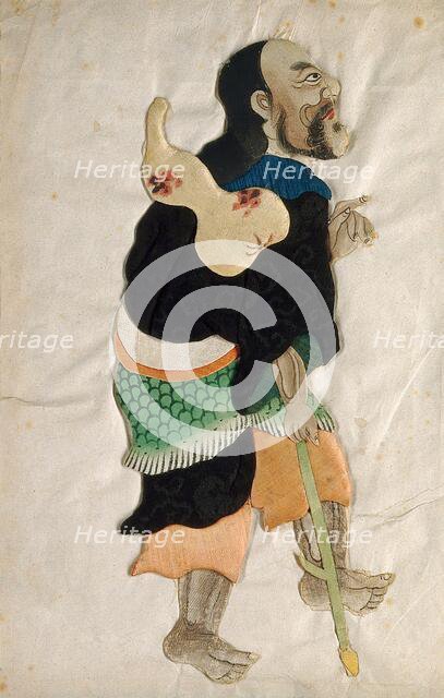 Li T'ieh Kuai walking with the aid of a crutch, 1800-1899. Creator: Unknown.