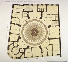 Ground plan of the New Coal Exchange in Lower Thames Street, City of London, 1849. Artist: Anon