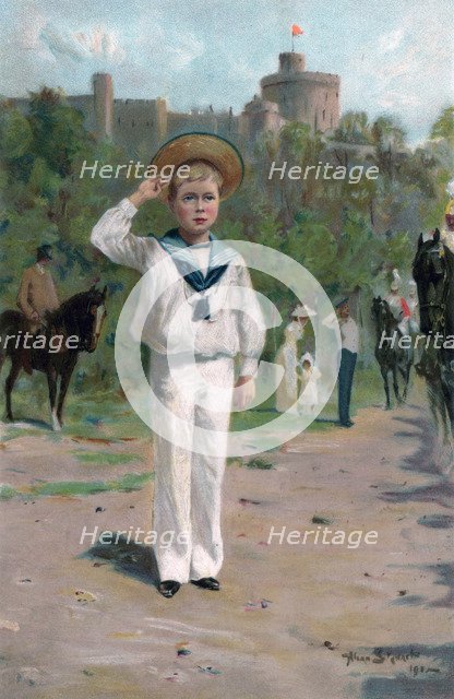 Edward, Prince of Wales, saluting the colours, 1902. Artist: Unknown