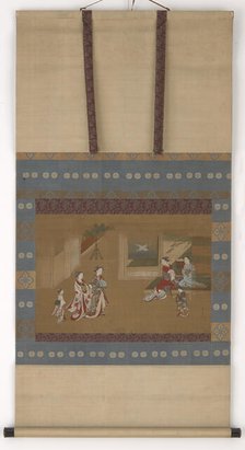 Two yujo making a New Year call upon two others, 18th century. Creator: Kawamata Tsunemasa.