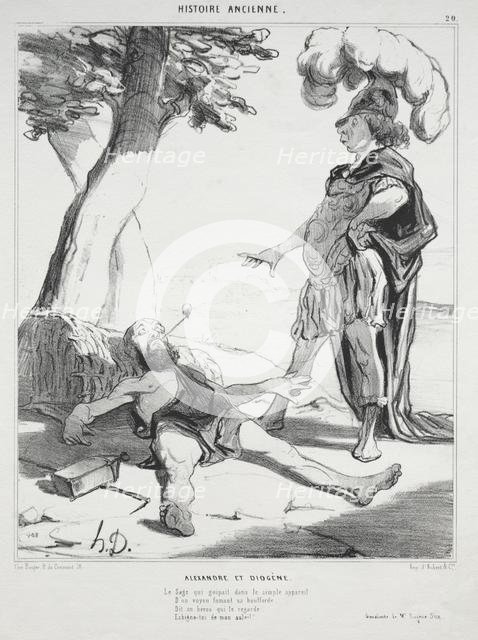 Ancient History, plate 20: Alexander and Diogenes, 14 August 1842. Creator: Honoré Daumier (French, 1808-1879); Aubert.