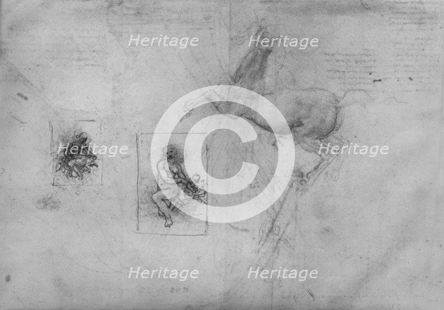 'Sketches for a Kneeling Leda and of a Horse', c1480 (1945). Artist: Leonardo da Vinci.