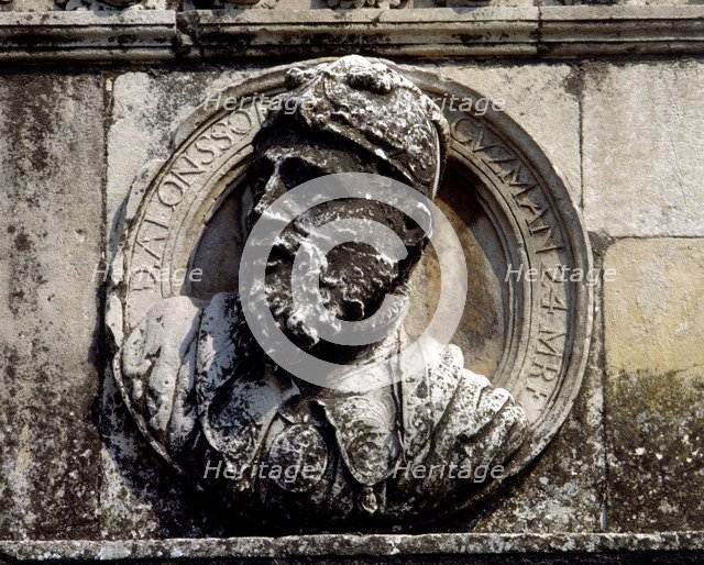 Medallion of the façade of the Convent of San Marcos of León with Alfonso Perez de Guzman, calle…