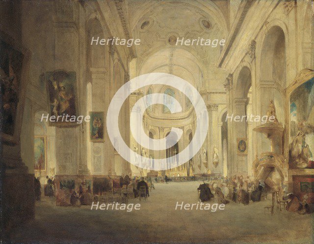 'Interior of St Sulpice, Paris', 1834. Artist: John Scarlett Davis.