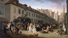 'The Arrival of a Stagecoach at the Terminus, rue Notre-Dame-des-Victoires, Paris, 1803', 1803-1845. Artist: Louis Leopold Boilly