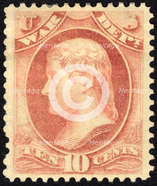 10c Thomas Jefferson War Department single, 1879. Creator: Unknown.