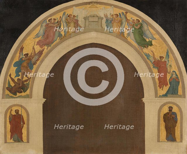 Esquisse pour l'église de la Trinité : L'Agneau pascal. Groupe d'anges adorateurs..., c.1864. Creator: Armand Felix Marie Jobbe-Duval.