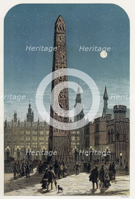 Cleopatra's Needle outside the Houses of Parliament, London, c late 19th century. Creator: Unknown.