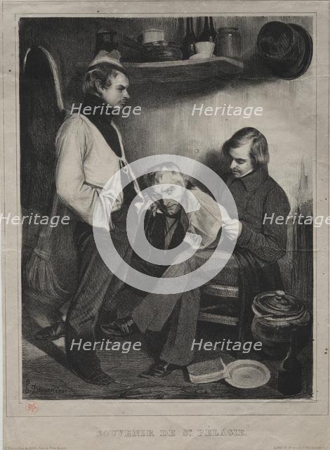 Souvenir of the Prison ot Ste. Pélagie, 1834. Creator: Honoré Daumier (French, 1808-1879); Aubert.