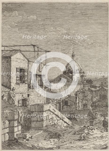 The House with the Inscription [left], 1741. Creator: Canaletto.