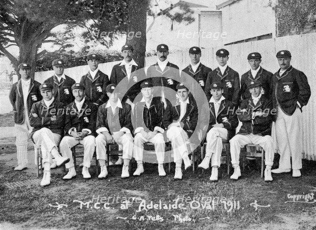 The Australian-touring English cricket team of 1911-1912.Artist: CA Petts