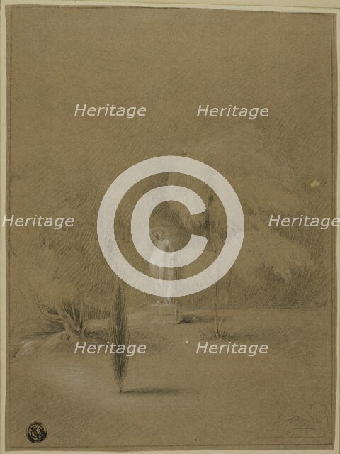 Statue on Lawn in Epsom, 1809. Creator: George Henry Harlow.