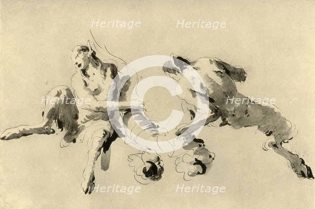 'Male and Female Faun with Cornucopeia', mid 18th century, (1928). Artist: Giovanni Battista Tiepolo.