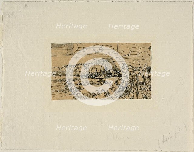 Cathedral and Village on a Lake, n.d. Creator: Rodolphe Bresdin.