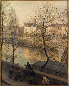 The Seine, at Quai Bourbon, 4th arrondissement, 1887. Creator: Jean Baptiste Jules Trayer.
