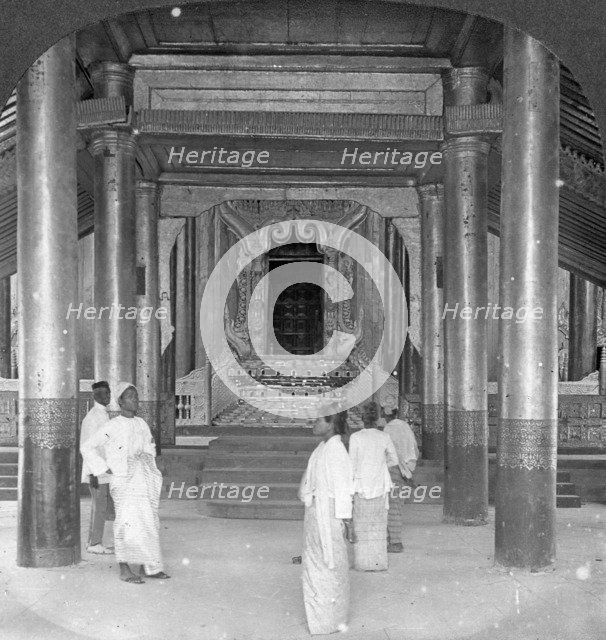 The Lion Throne, Royal Palace, Mandalay, Burma, 1908. Artist: Stereo Travel Co