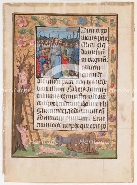 Manuscript Leaf with the Betrayal, from a Book of Hours, ca. 1500. Creator: Unknown.
