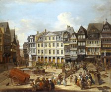 A Market on the Römerberg in Frankfurt, 1754. Creator: Christian Georg Schutz.