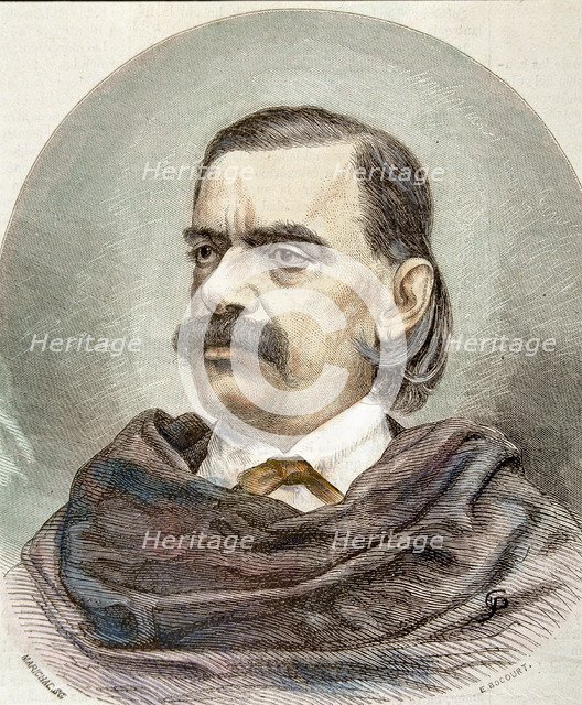 Manuel Fernández y González (1821-1888), Spanish writer and novelist, engraving in the magazine '…