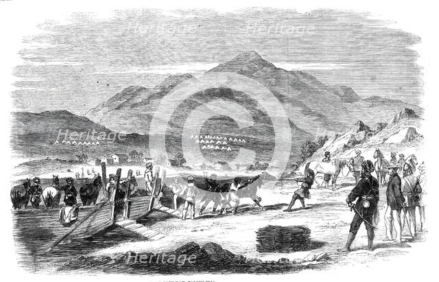 Landing of Sikh horses at Odin Bay, Talien-Wan - from a sketch by our special artist in China, 1860. Creator: Unknown.