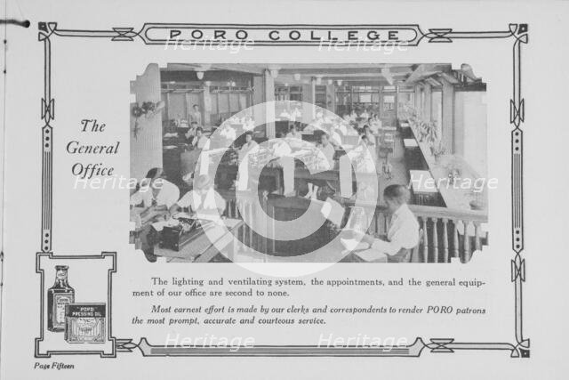 Poro College; The general office, 1922. Creator: Unknown.